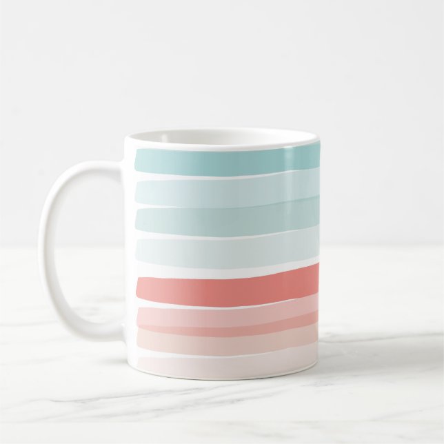 Bandes estivales en corail et mug turquoise (Gauche)