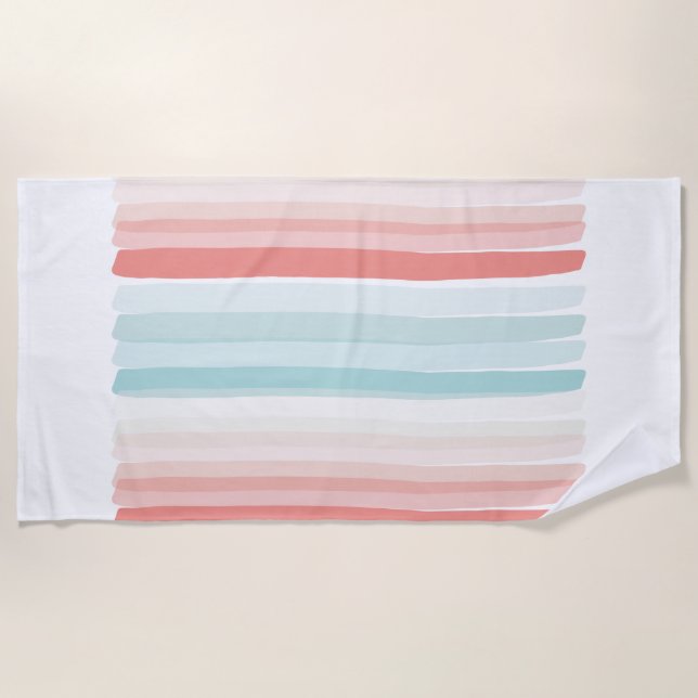 Bandes estivales en corail et serviette de bain tu (Devant)