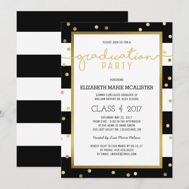 Bandes étincelantes | Invitation de la fête de gra (Devant / Derrière)