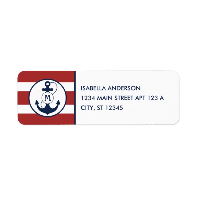 Bandes marines rouges avec Monogramme Ancre (Devant)