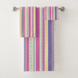 Bandes multicolores en rose violet jaune vert