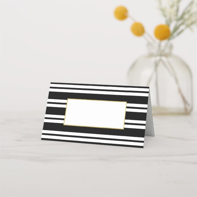 Bandes noir et blanc | Cartes de mariage pliées (Devant)