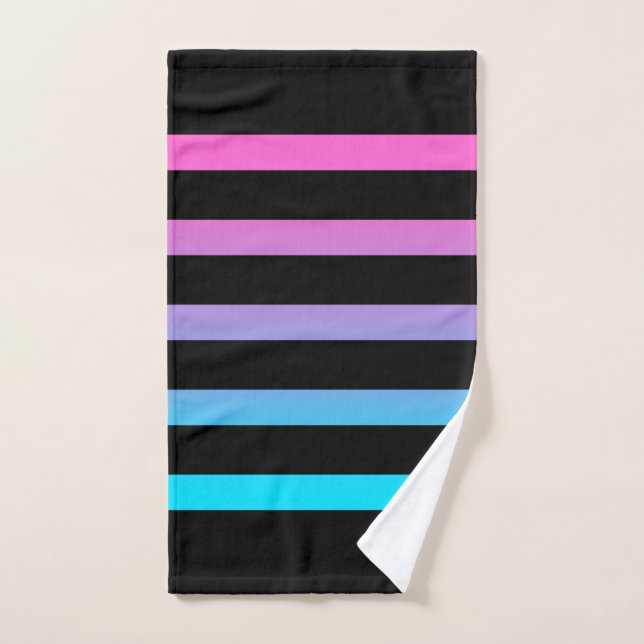 Bandes noires, bleues et roses (Serviette à main)