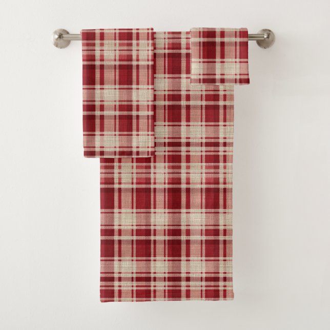 Bandes Plaid Crème Rouge (En situation)