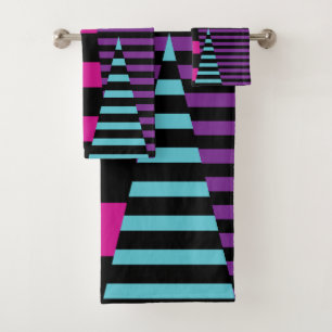 Bandes sur bandes - rose, pourpre, bleu et noir
