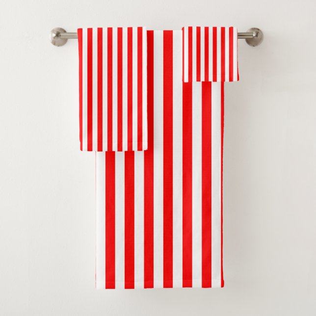Bandes verticales de taille moyenne rouge et blanc (En situation)
