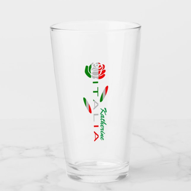 Bandiera d'Italia Rosa Personalized Glass (Front)