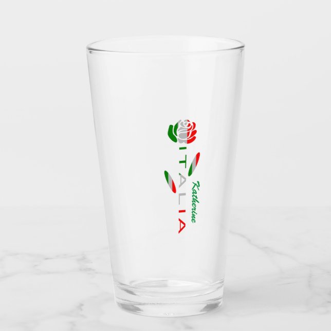 Bandiera d'Italia Rosa Personalized Glass (Front)