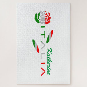 Bandiera d'Italia Rosa Personalized Jigsaw Puzzle