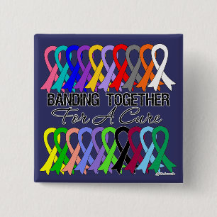 Banding Together For A Cure For All Cancers 2 Inch Square Button