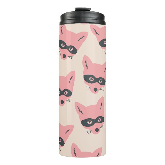 Bandit Fox Heads: Pink Beige Pattern Thermal Tumbler (Front)