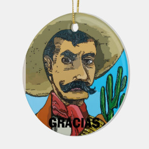 Bandit, Mexico,, add, edit text Ceramic Ornament