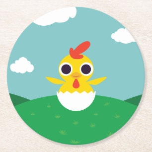 Bandit the Chick Round Paper Coaster