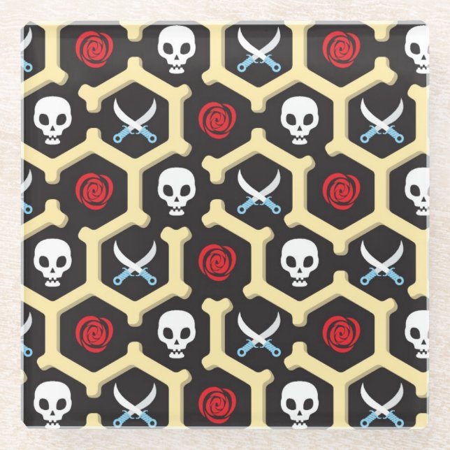 Bandit Theme Pattern Glass Coaster (Front)