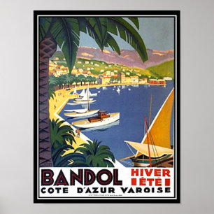 Bandol Cote D'azur France Affiche de voyage Imprim