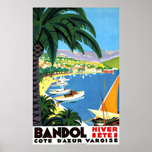 Bandol, Côte d'Azur, France, French coast, vintage Poster