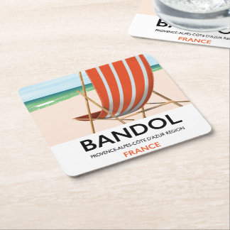 Bandol southeastern France seaside poster. Square Paper Coaster
