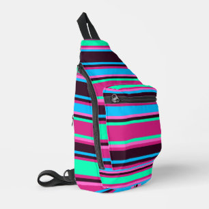 Bandoulière Vivid Magenta, Aqua et sac à coudre à rayures bleu
