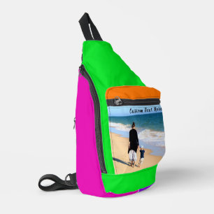 Bandoulière Votre sac à sling photo et texte personnalisé Choi