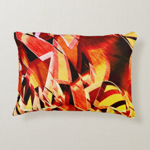 Bands of yellowing with dark red, strong streaked accent pillow