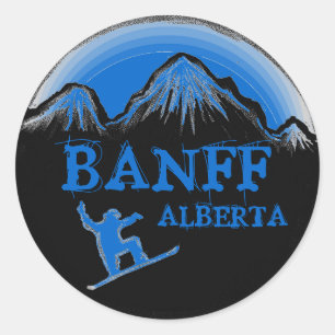 Banff Alberta Canada blue snowboard stickers