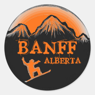 Banff Alberta Canada orange snowboard stickers