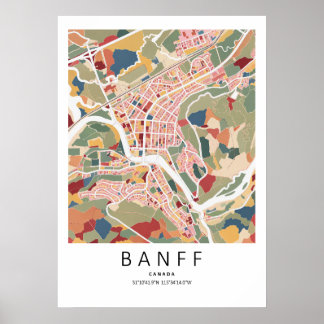 Banff Alberta Map Poster | Modern Town Wall Art