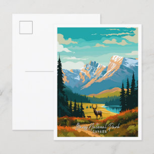 Banff Canada Art vintage travel illustration Postcard