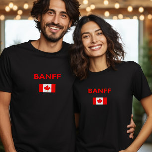 Banff Canada Canadian Flag Dark Color T-Shirt