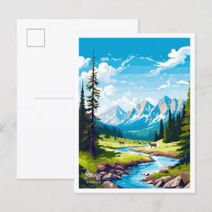 Banff Canada Travel Vintage illustration Postcard