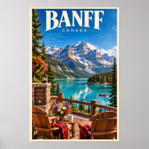 Banff Canada Turquoise Lake Mountain Travel Poster