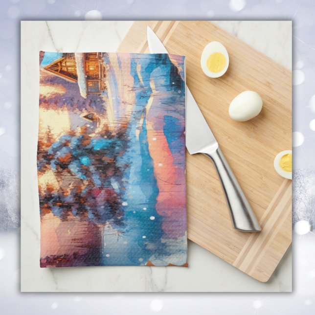 Banff Canada Watercolor Sketch  | Kitchen Towel (Creator Uploaded)