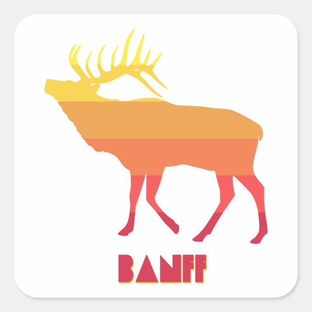 Banff Elk Square Sticker (Front)