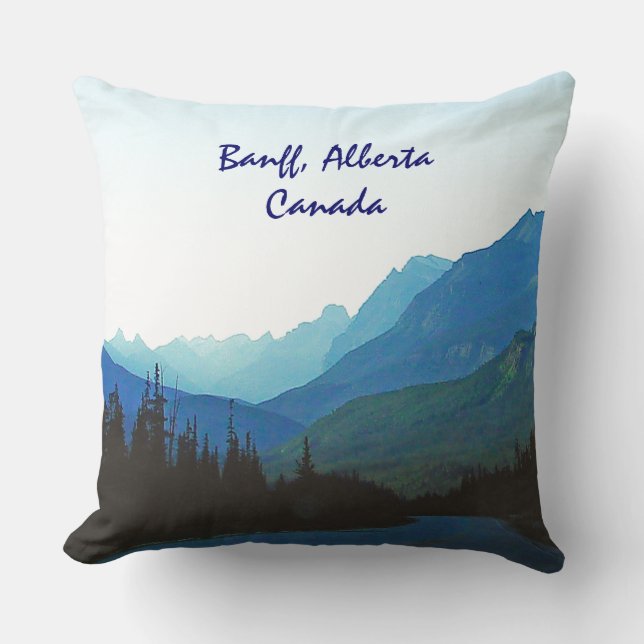 Banff Jasper Blue Throw Pillow (Front)