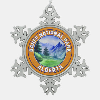 Banff National Park Alberta Canada Snowflake Pewter Christmas Ornament