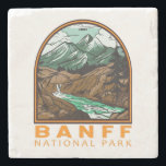 Banff National Park Canada Travel Vintage Stone Coaster<br><div class="desc">Banff National Park vector artwork design. The park is Canada’s first national park and is part of the Canadian Rocky Mountain Parks UNESCO World Heritage Site.</div>