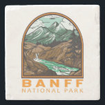 Banff National Park Canada Travel Vintage Stone Coaster<br><div class="desc">Banff National Park vector artwork design. The park is Canada’s first national park and is part of the Canadian Rocky Mountain Parks UNESCO World Heritage Site.</div>