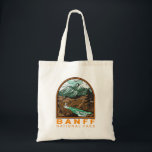 Banff National Park Canada Travel Vintage Tote Bag<br><div class="desc">Banff National Park vector artwork design. The park is Canada’s first national park and is part of the Canadian Rocky Mountain Parks UNESCO World Heritage Site.</div>