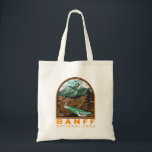 Banff National Park Canada Travel Vintage Tote Bag<br><div class="desc">Banff National Park vector artwork design. The park is Canada’s first national park and is part of the Canadian Rocky Mountain Parks UNESCO World Heritage Site.</div>