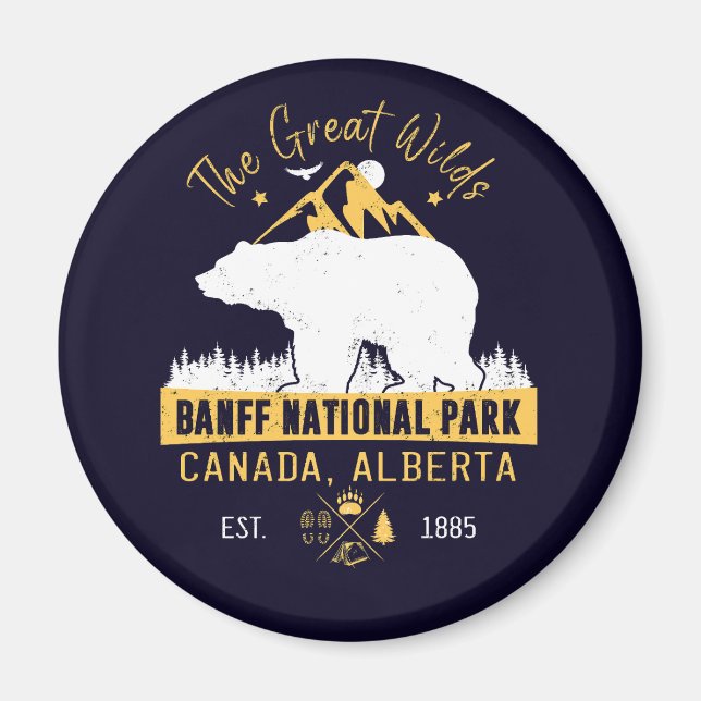 Banff National Park Canada Vintage Bear Mountain Magnet (Front)