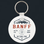 Banff National Park Canada Vintage Distressed  Keychain<br><div class="desc">Banff National Park Distressed Badge with unique park themed maple leaf design. The park is Canada’s first national park and is part of the Canadian Rocky Mountain Parks UNESCO World Heritage Site.</div>