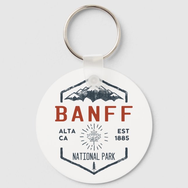 Banff National Park Canada Vintage Distressed  Keychain (Front)