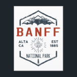 Banff National Park Canada Vintage Distressed Postcard<br><div class="desc">Banff National Park Distressed Badge with unique park themed maple leaf design. The park is Canada’s first national park and is part of the Canadian Rocky Mountain Parks UNESCO World Heritage Site.</div>