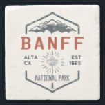 Banff National Park Canada Vintage Distressed  Stone Coaster<br><div class="desc">Banff National Park Distressed Badge with unique park themed maple leaf design. The park is Canada’s first national park and is part of the Canadian Rocky Mountain Parks UNESCO World Heritage Site.</div>