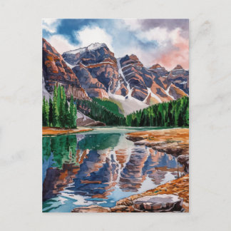 Banff National Park Canada Watercolor Painting Postcard