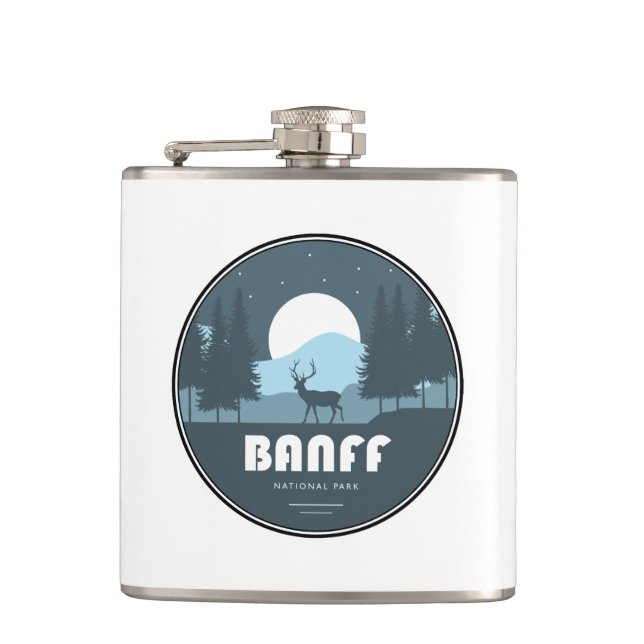 Banff National Park Deer Hip Flask (Front)