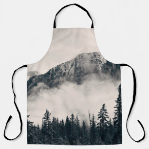 Banff national park foggy mountains and forest in apron