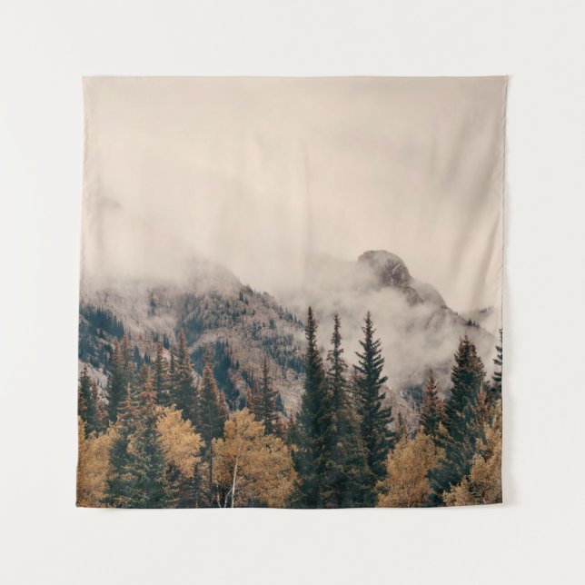 Banff national park foggy mountains and forest in  tapestry (Front)