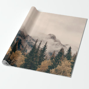 Banff national park foggy mountains and forest in  wrapping paper