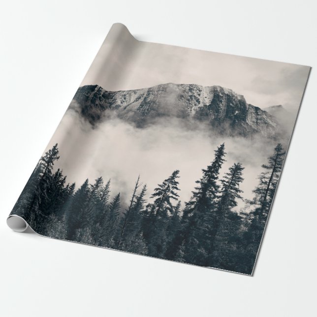 Banff national park foggy mountains and forest in  wrapping paper (Unrolled)